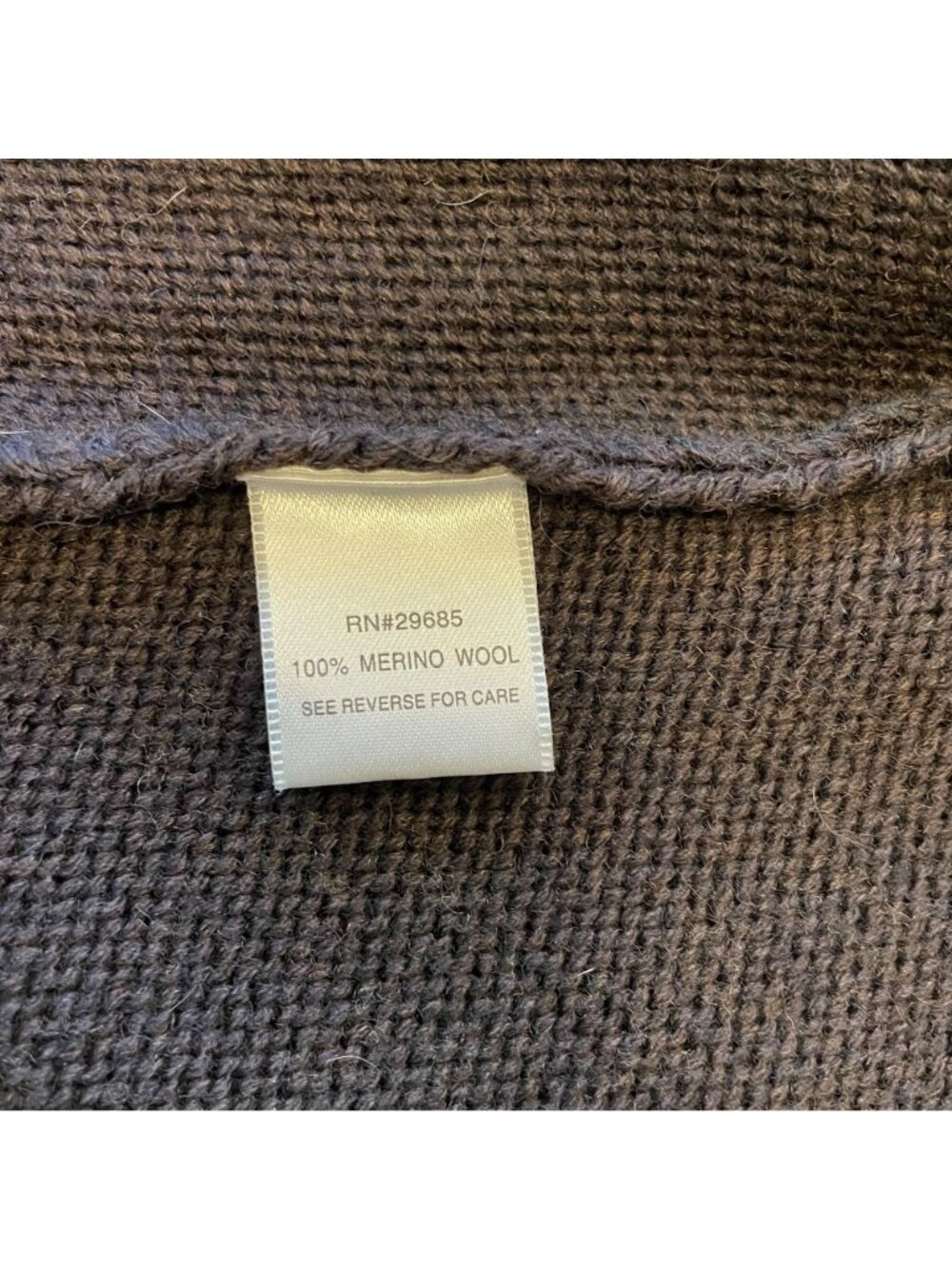 Pendleton Deep Brown 100% Merino Wool Cable Knit Cape OSFM - Picture 7 of 8